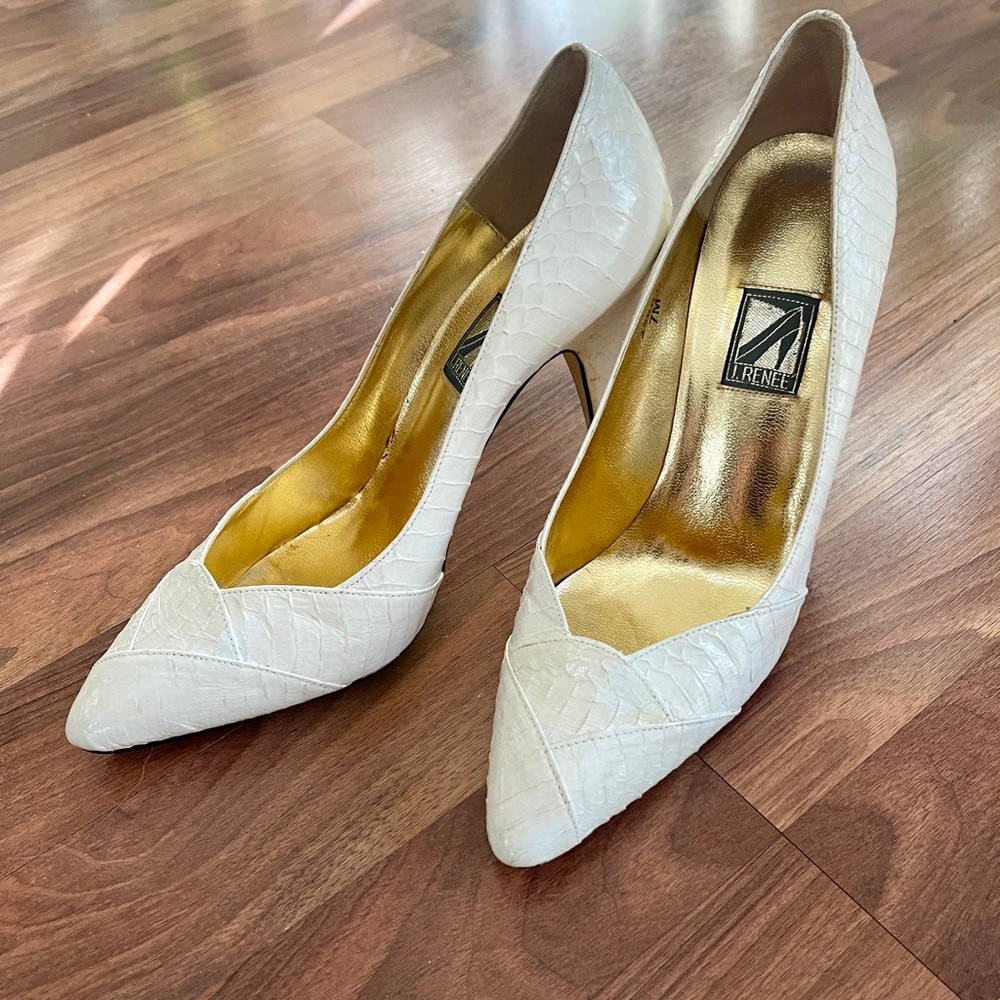 Vintage Leather Snakeskin Pumps